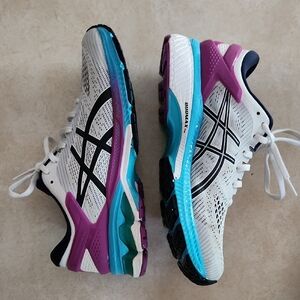ASICS White and Purple Athletic Shoes Lightweight Mesh Design